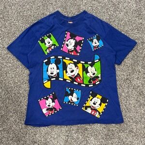 Vintage 90s Mickey Unlimited AOP Land N Sea T-Shirt Film Strip‎ Graphic Mens L